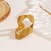 Wholesale Women's Exaggerated Irregular Shaped Line Ring In Geometric Pattern Made Of Stainless Steel With Electroplating