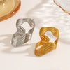 Wholesale Women's Exaggerated Irregular Shaped Line Ring In Geometric Pattern Made Of Stainless Steel With Electroplating