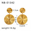 Wholesale Women's Exaggerated Large Earrings With Pleated Round Stainless Steel Pendant 18K Vacuum Plated In Furnace Geometric Style