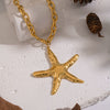 Wholesale Women's Exaggerated Minimalist Ins Style Hammered Star Pendant Necklace With Heavy Chain 18K Real Gold Plated Stainless Steel