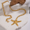 Wholesale Women's Exaggerated Minimalist Ins Style Hammered Star Pendant Necklace With Heavy Chain 18K Real Gold Plated Stainless Steel