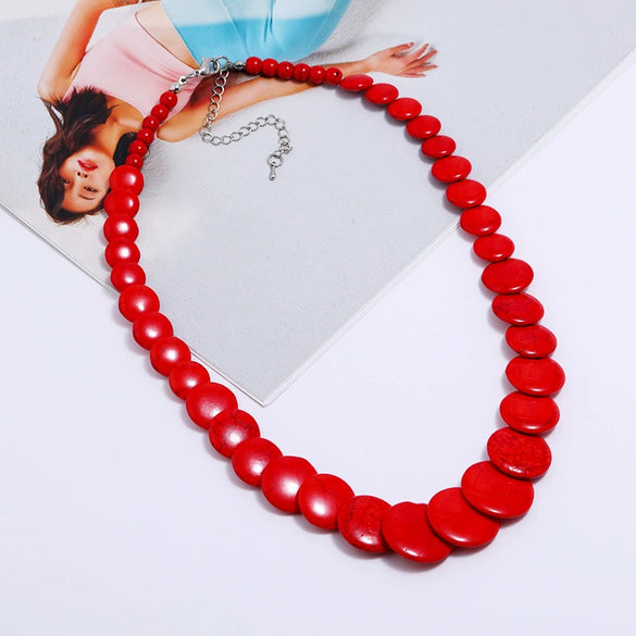 Wholesale Women's Exaggerated Retro Bohemian Turquoise Snake Bone Chain Necklace With Geometric Design