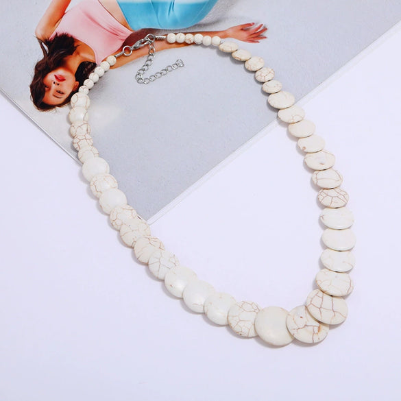 Wholesale Women's Exaggerated Retro Bohemian Turquoise Snake Bone Chain Necklace With Geometric Design