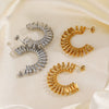 Wholesale Women's Exaggerated Stainless Steel Cshaped Geometric Electroplated Rotating Earrings