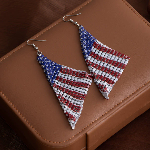 Wholesale Women's Exaggerated Style Geometric Aluminum Earrings With Rainbow Christmas Design And Electroplating