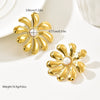 Wholesale Women's Exaggerated Style Stainless Steel 14K Vacuum Plated Flower Earrings