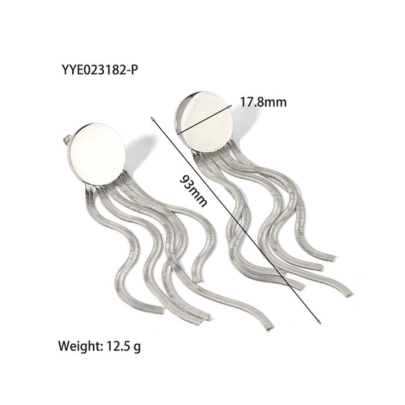 Wholesale Women's Exaggerated Tassel Earrings In Wave Pattern Stainless Steel With Pvd Vacuum Plating