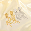 Wholesale Women's Exaggerated Tassel Earrings In Wave Pattern Stainless Steel With Pvd Vacuum Plating
