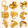 Wholesale Women's Exaggerated Thick Geometric Open Ring In High Bright Round Stainless Steel With Electroplating