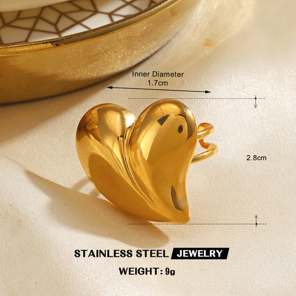 Wholesale Women's Exaggerated Thick Geometric Open Ring In High Bright Round Stainless Steel With Electroplating