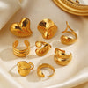 Wholesale Women's Exaggerated Thick Geometric Open Ring In High Bright Round Stainless Steel With Electroplating