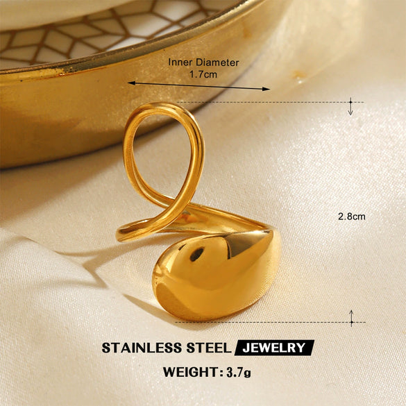 Wholesale Women's Exaggerated Thick Geometric Open Ring In High Bright Round Stainless Steel With Electroplating