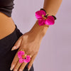 Wholesale Women's Exaggerated Trendy Oildripping Flower Iron Bracelet And Ring Set Retro Vintage Style Jewelry Accessories