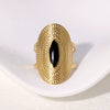 Wholesale Women's Exaggerated Wide Food Finger Ring Geometric Pattern Stainless Steel 18K Gold Plated Electroplated