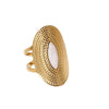 Wholesale Women's Exaggerated Wide Food Finger Ring Geometric Pattern Stainless Steel 18K Gold Plated Electroplated
