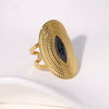 Wholesale Women's Exaggerated Wide Food Finger Ring Geometric Pattern Stainless Steel 18K Gold Plated Electroplated