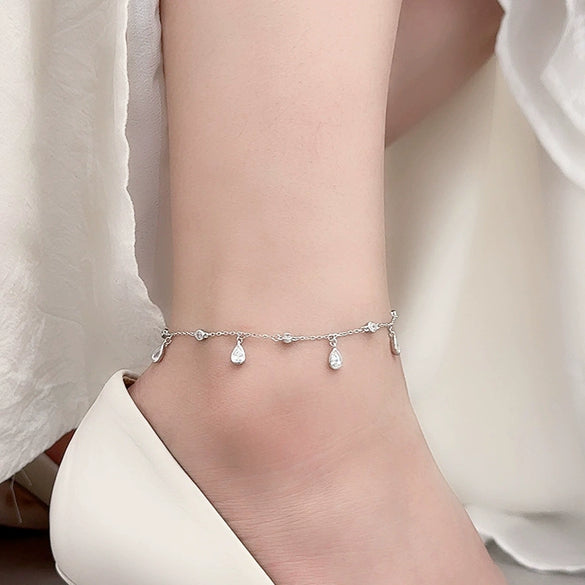 Wholesale Women's Exotic Drop Shape Tassel S925 Sterling Silver Zircon Accessories