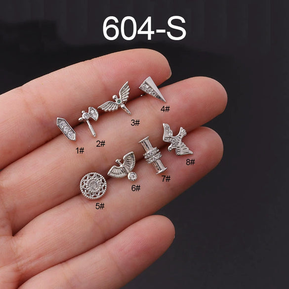 Wholesale Women's Exotic Geometric Metal Electroplated Totem Puncture Earrings