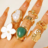 Wholesale Women's Exotic Geometric Zinc Alloy Electroplated Ring Set With Flower And Chain Patterns