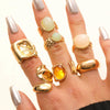 Wholesale Women's Exotic Geometric Zinc Alloy Electroplated Ring Set With Flower And Chain Patterns