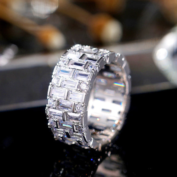 Wholesale Women's Exquisite Geometric Copper Zircon Wedding Ring Jewelry