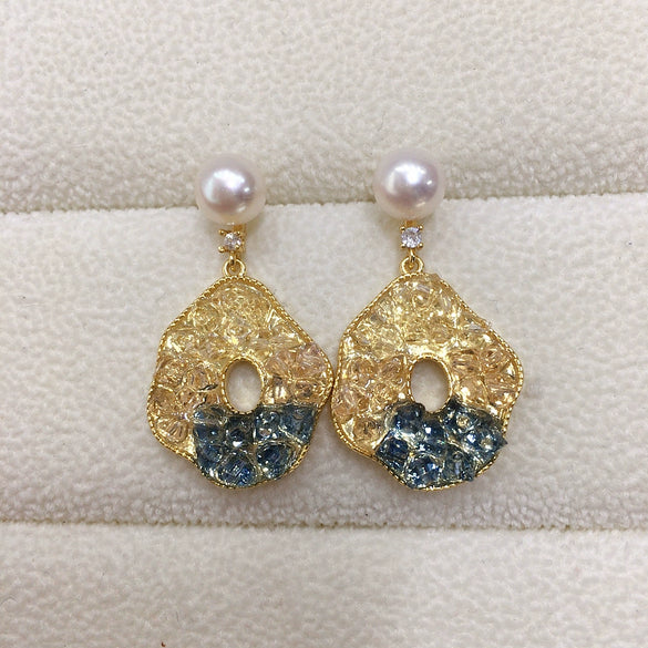 Wholesale Women's Exquisite Highend Exaggerated Natural Freshwater Pearl Round Oblate Earrings