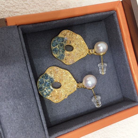 Wholesale Women's Exquisite Highend Exaggerated Natural Freshwater Pearl Round Oblate Earrings
