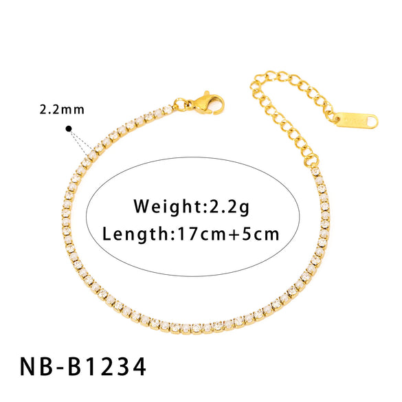 Wholesale Women's Exquisite Light Luxury Highend Electroplated Stainless Steel And 18K Heart Shape And Geometric Bracelet With Inlaid Zircon Design