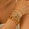 Wholesale Women's Exquisite Light Luxury Highend Electroplated Stainless Steel And 18K Heart Shape And Geometric Bracelet With Inlaid Zircon Design