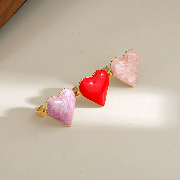 Wholesale Women's Fairy Style Electroplated Titanium Steel Heart And Flower Ring