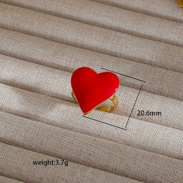 Wholesale Women's Fairy Style Electroplated Titanium Steel Heart And Flower Ring
