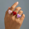 Wholesale Women's Fairy Style Electroplated Titanium Steel Heart And Flower Ring