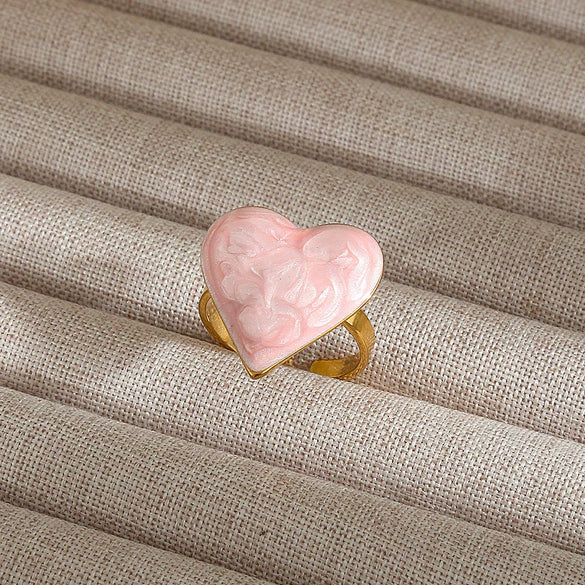 Wholesale Women's Fairy Style Electroplated Titanium Steel Heart And Flower Ring