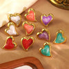 Wholesale Women's Fairy Style Geometric And Heart Shape Dripping Oil Stainless Steel Earrings