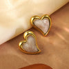 Wholesale Women's Fairy Style Geometric And Heart Shape Dripping Oil Stainless Steel Earrings