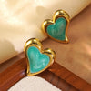 Wholesale Women's Fairy Style Geometric And Heart Shape Dripping Oil Stainless Steel Earrings