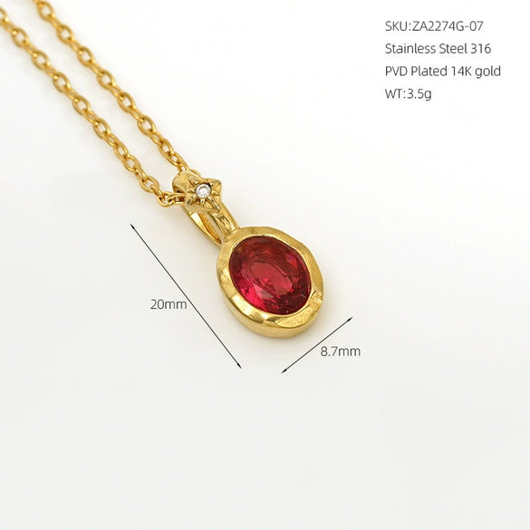 Wholesale Women's Fairy Style Geometric Gold Plated 316 Stainless Steel Birthstone Necklaces With Hammer Cross Chain