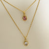 Wholesale Women's Fairy Style Geometric Gold Plated 316 Stainless Steel Birthstone Necklaces With Hammer Cross Chain