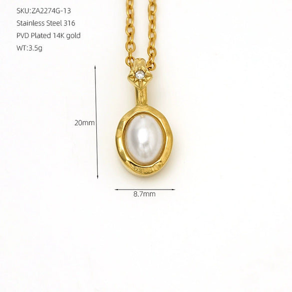 Wholesale Women's Fairy Style Geometric Gold Plated 316 Stainless Steel Birthstone Necklaces With Hammer Cross Chain