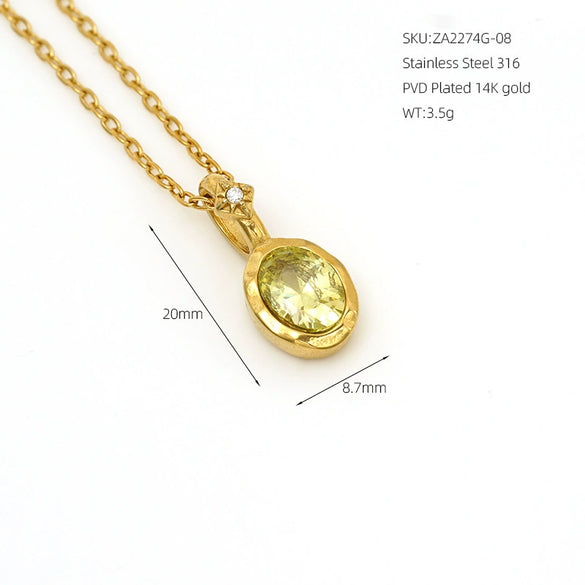 Wholesale Women's Fairy Style Geometric Gold Plated 316 Stainless Steel Birthstone Necklaces With Hammer Cross Chain