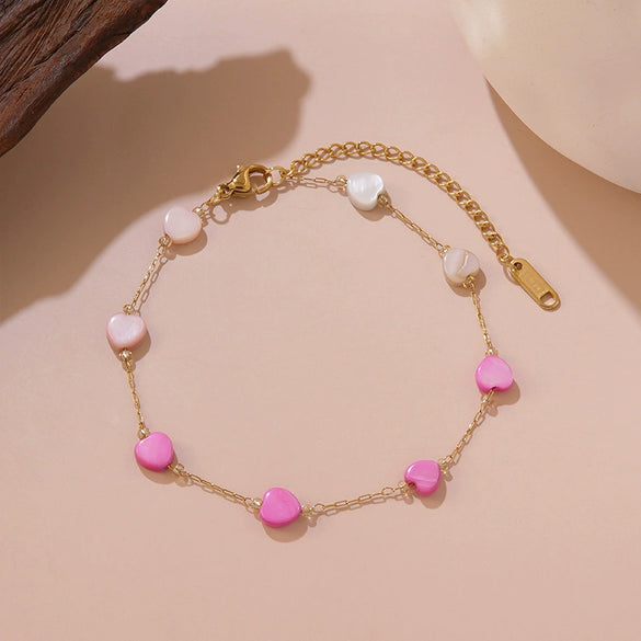 Wholesale Women's Fairy Style Heart Water Drop Bell Pattern Stainless Steel Electroplated Necklace Bracelet Jewelry Set