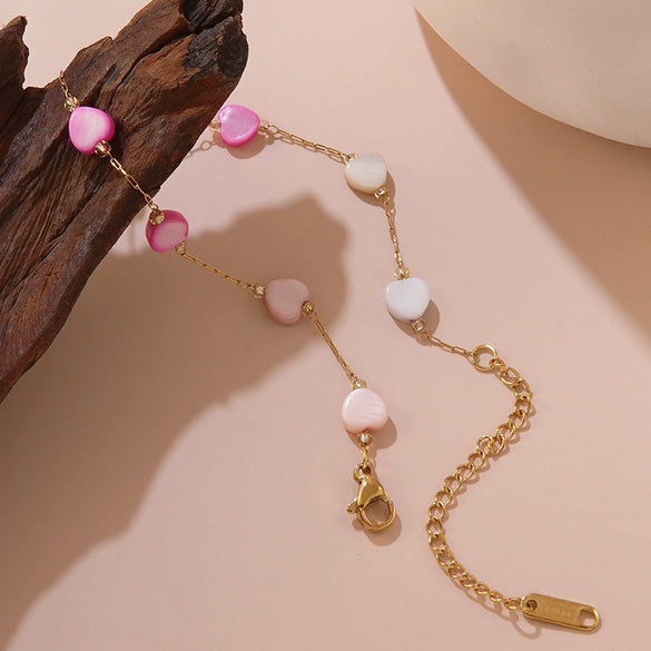 Wholesale Women's Fairy Style Heart Water Drop Bell Pattern Stainless Steel Electroplated Necklace Bracelet Jewelry Set