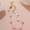Wholesale Women's Fairy Style Heart Water Drop Bell Pattern Stainless Steel Electroplated Necklace Bracelet Jewelry Set
