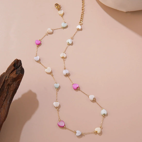 Wholesale Women's Fairy Style Heart Water Drop Bell Pattern Stainless Steel Electroplated Necklace Bracelet Jewelry Set