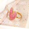 Wholesale Women's Fairy Style Heartshaped Oil Dripping Stainless Steel Ring