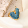 Wholesale Women's Fairy Style Heartshaped Oil Dripping Stainless Steel Ring