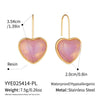 Wholesale Women's Fairy Style Multicolor Resin Heart Earrings With Stainless Steel Ear Needles And Pvd Furnace Vacuum Real Gold Plating