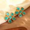 Wholesale Women's Fairy Style Oil Dripping Flower Stainless Steel Earrings