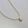 Wholesale Women's Fairy Style Titanium Steel Goldplated Pearl Casting Heart Pendant Necklace With String Of Pearls Chain