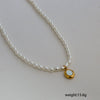 Wholesale Women's Fairy Style Titanium Steel Goldplated Pearl Casting Heart Pendant Necklace With String Of Pearls Chain